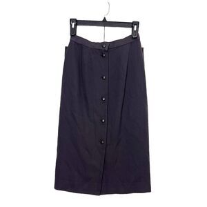 Christian Dior Vintage Pencil Skirt Womens M Wool‎ Gray Button Front Career